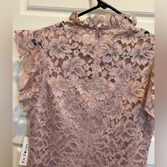 Enfocus studio Mauve Lace Cap Sleeve Midi Dress Size 10 - Picture 8 of 8